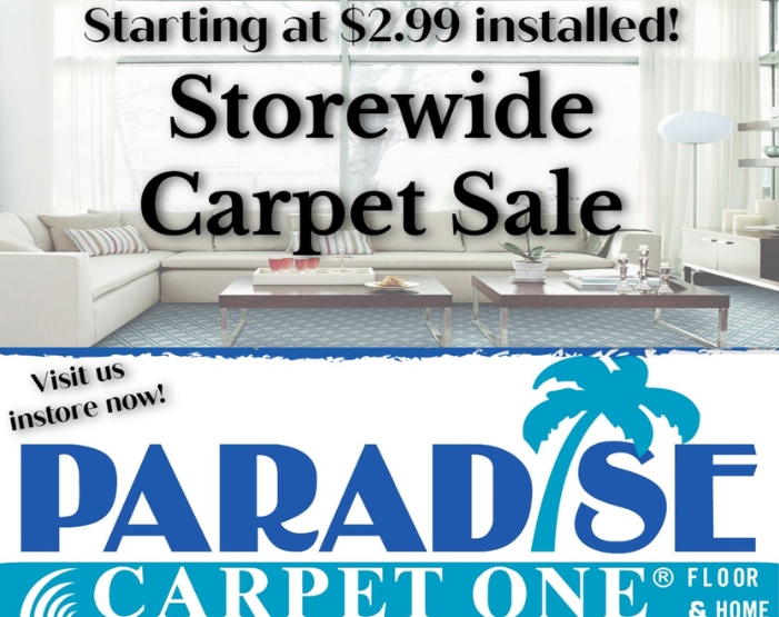 Carpet sale graphic for Paradise Carpet One