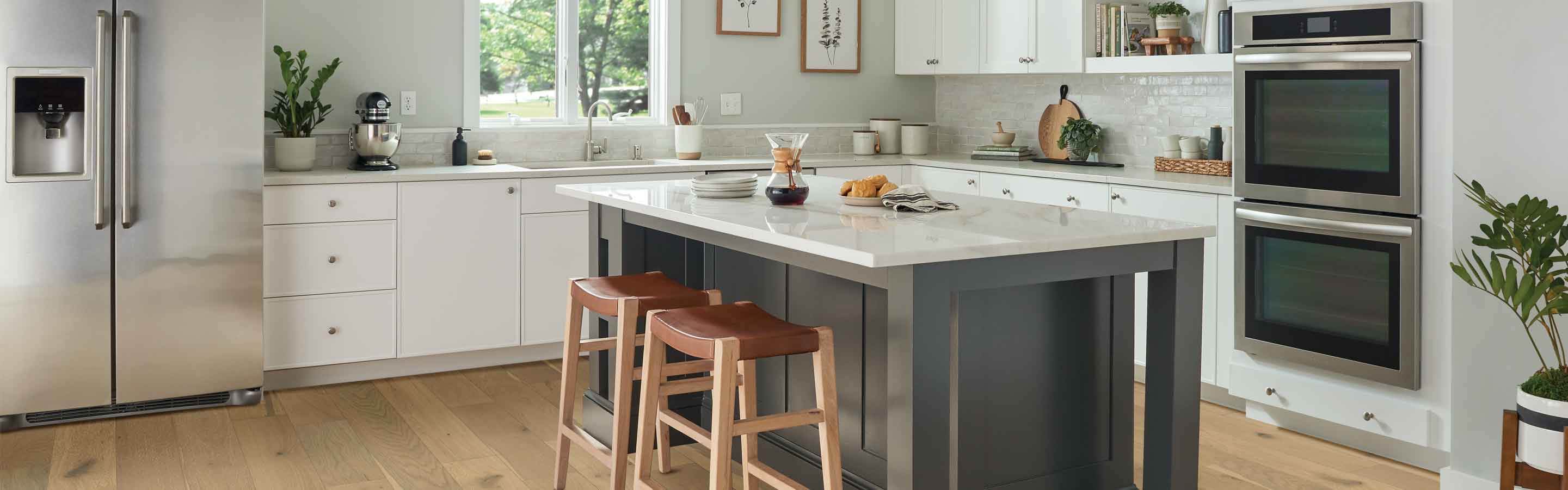 White countertops in a kitchen