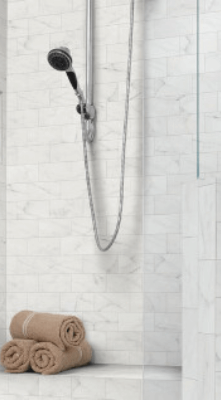 Custom shower tile in a bathroom